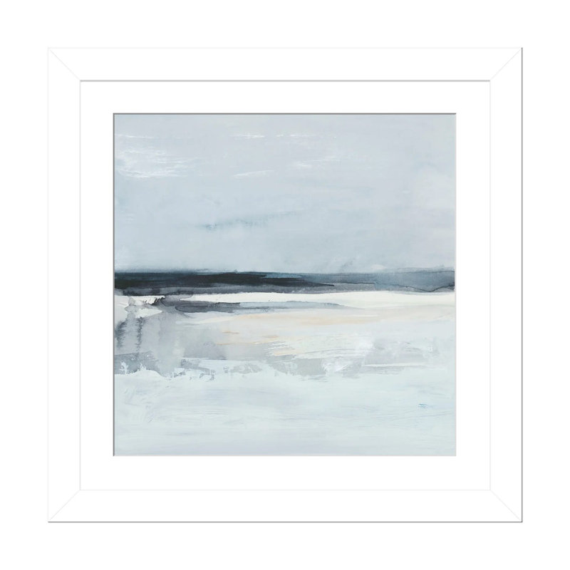 Inky Coastline I - reproduction d'art murale - papier d'art encadré, H 24 po x l 24 po, Blanc