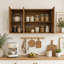 Armoire de rangement murale empilable en noyer, 40 cm P x 90 cm L x 50 cm H