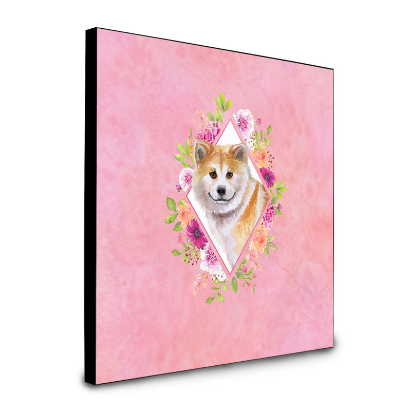 Panneau mural Dollman Flowers, Rose, Shiba Inu