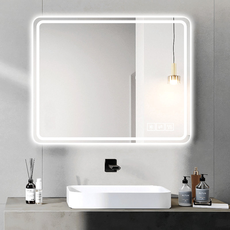Miroir de salle de bain à DEL avec miroirs de salle de bain avec lumières avant et anti-buée et sans miroir