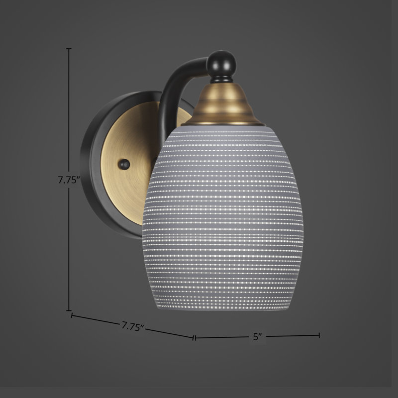 Michell Wall Sconce Shown With 5" Gray Matrix Glass, Matte Black/Brass, Gray