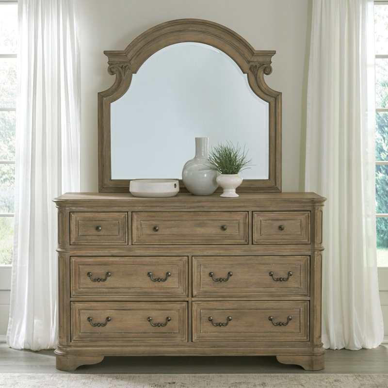 Colchester Queen Panel Bed, Dresser & Mirror, Nightstand Bedroom Set - Brown, Queen, Brown