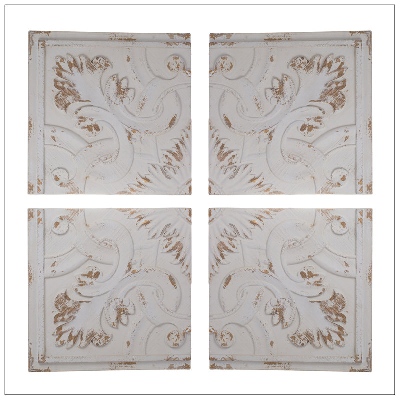 S/4 Distressed Wooden Square Wall Panels