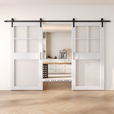 Portes de grange non assemblées et non finies en verre givré non assemblé et non fini de 42 po x 84 po Homacer