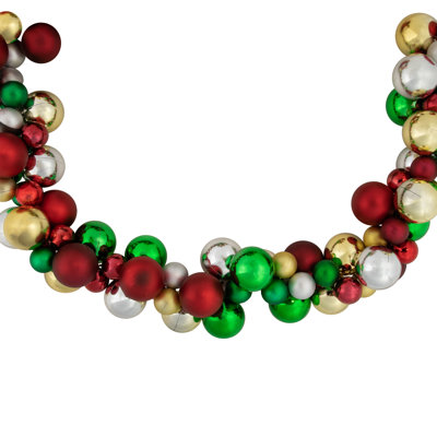 6' Shatterproof Ball 3-Finish Christmas Garland