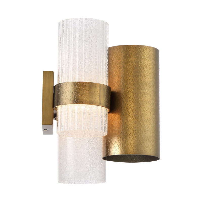 Aged Brass Cylinder LED Wall Sconce