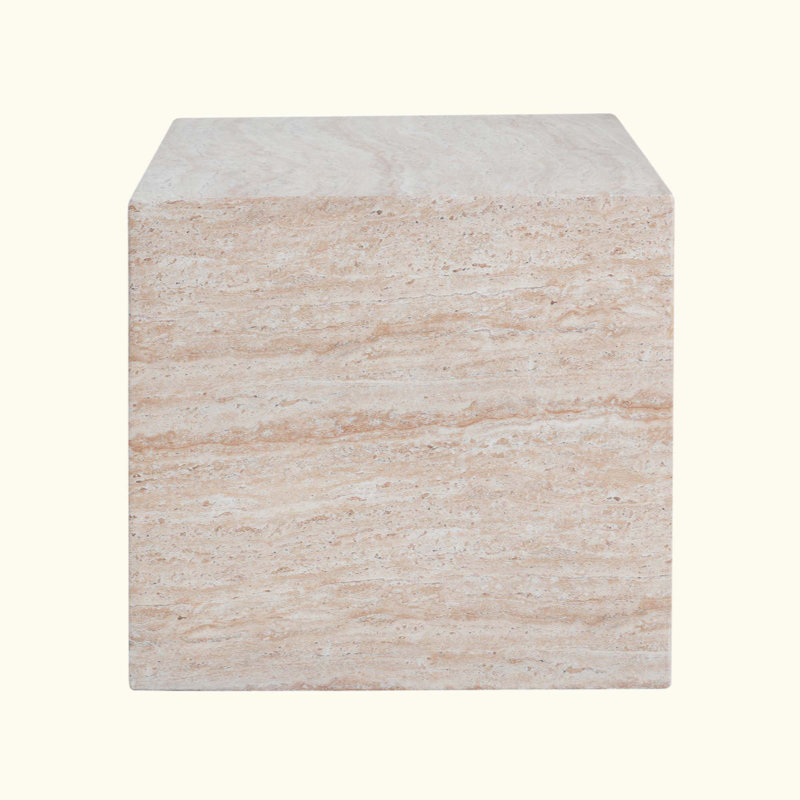 Outdoor/Indoor Square Travertine Lightweight Concrete Side Table
