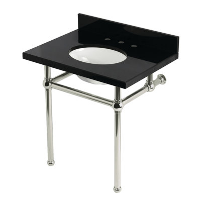 Lavabo de salle de bain à console ovale en nickel granite brossé de 22,75 po avec trop-plein Kingston Brass Templeton