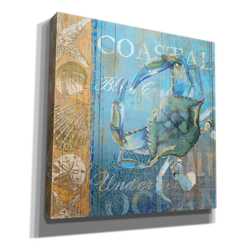 «Crab And Sea» par Art Licensing Studio, art mural sur toile, H 18 po x l 18 po x P 0,75 po
