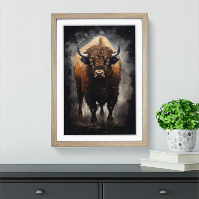 Buffalo Gestural No.2 - Single Picture Frame Print on Wood