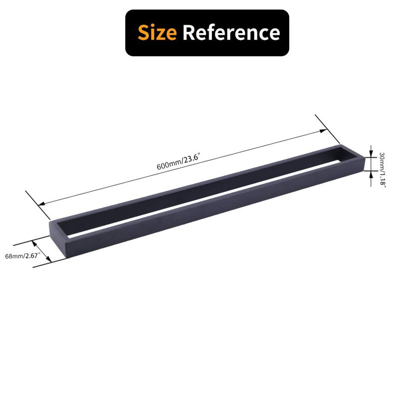 23.6 " Stainless Steel 1 - Bar Wall Towel Bar, Matte Black