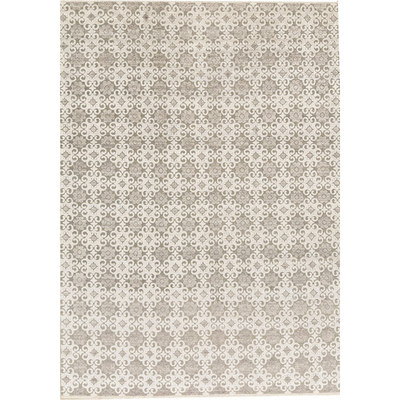 Tapis gris et argent noué à la main de haute qualité