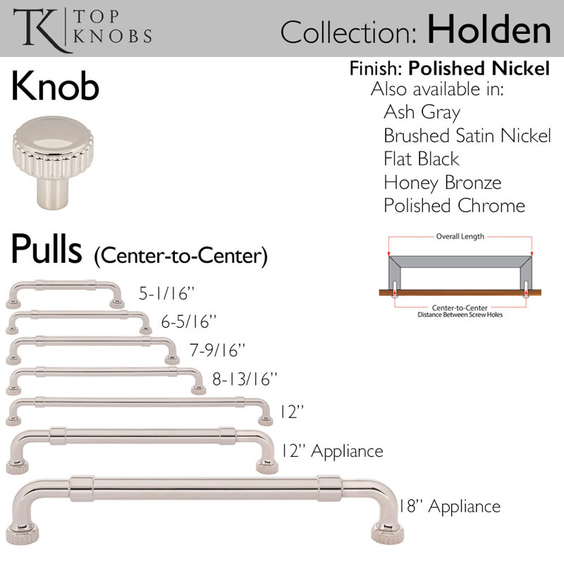 Holden 18" Center To Center Appliance Pull, 12" Center To Center, Polished Nickel