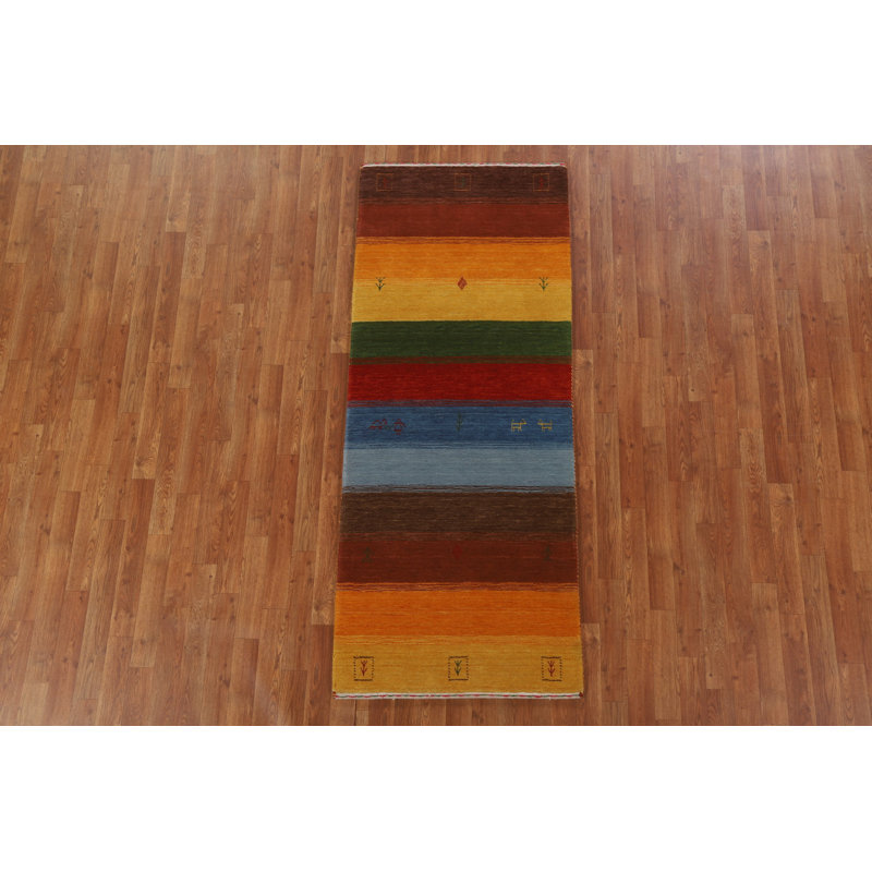 One-of-a-Kind Runner 2'9" x 6'7" New Age Runner Wool Area Rug in Orange and Red