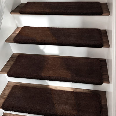 Monterey Plush Soft Bullnose Stair Treads Set of 7 Dark Brown