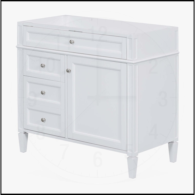 Meuble-lavabo 36 po sans lavabo supérieur, Argent argent, Blanc