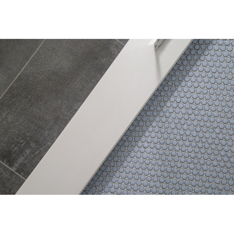 Ceramic Penny Round Mosaic Wall & Floor Tile, Light Blue