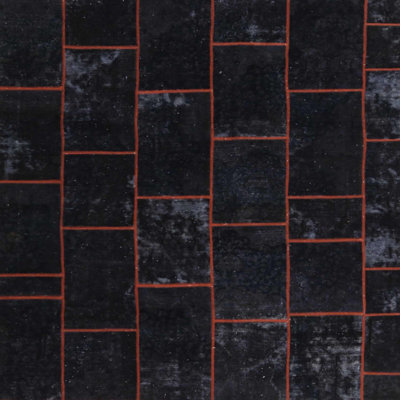 Tapis de zone rouge/noir contemporain
