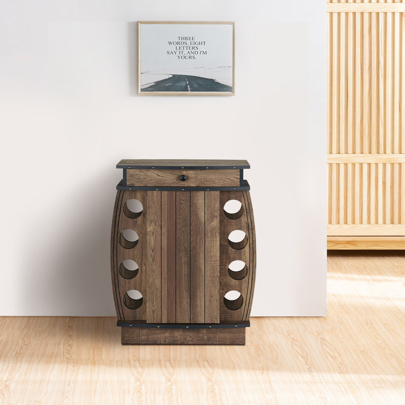 Farmhouse-Style Reclaimed Oak 8-Bottle Wine Cabinet