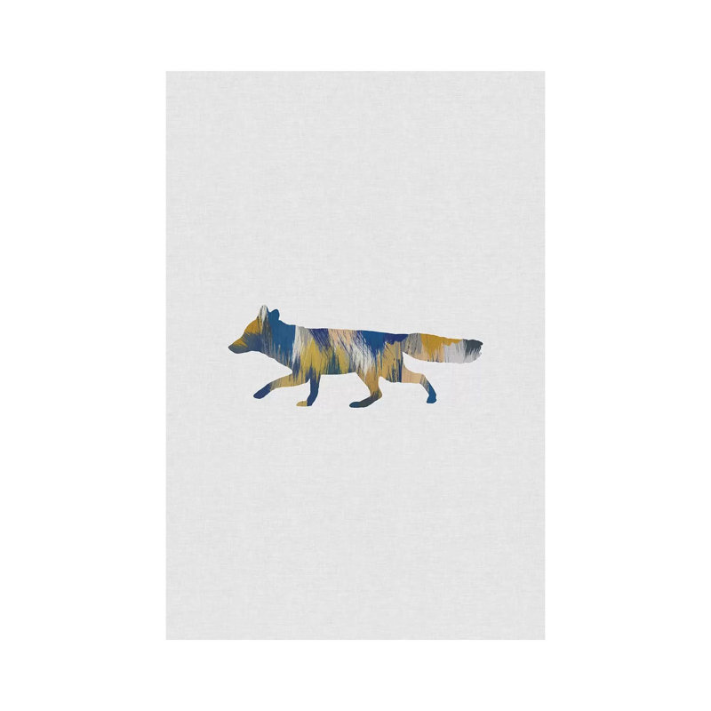 Renard bleu et jaune - impression d'art graphique, Toile tendue, H 12 po x l 8 po x P 0,75 po