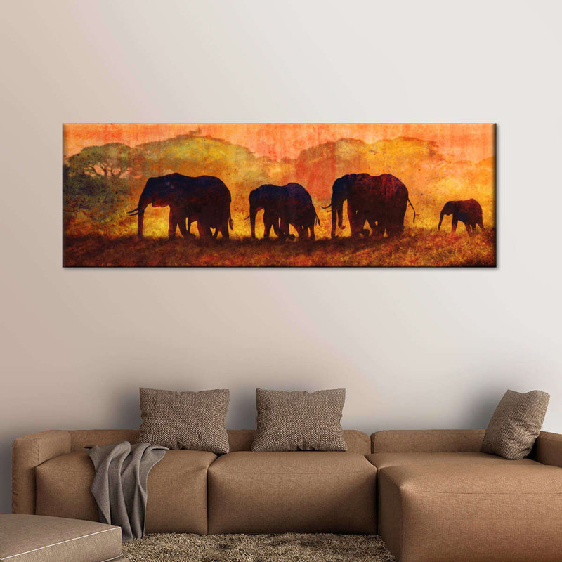 Coucher de soleil africain sur toile, H 8 po x l 24 po x P 1 po