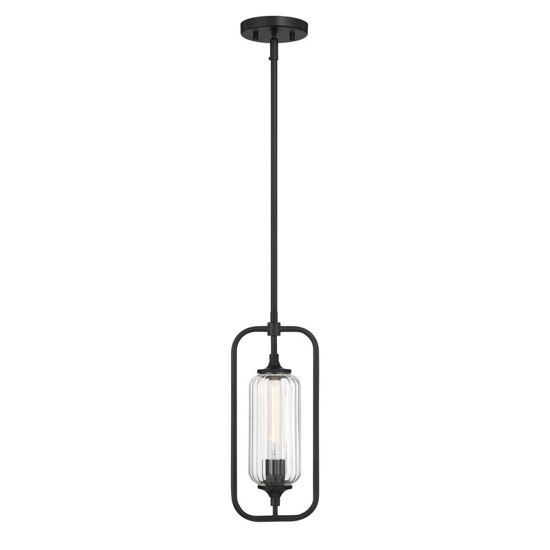 Mini-luminaire suspendu 1 lumière Holton, Noir mat