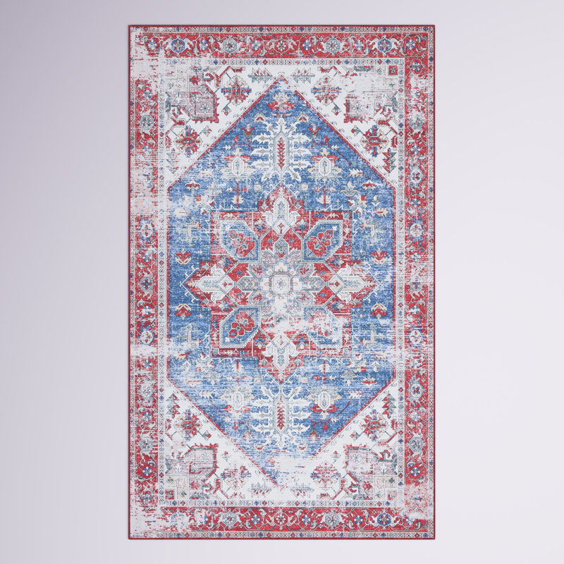 Tapis oriental bleu / rouge Sonia, Rectangulaire 3 pi x 5 pi