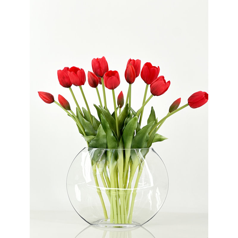 5 vraies tulipes artificielles, Rouge