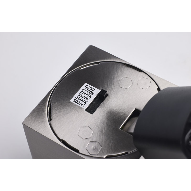 8 Watt LED Track Head 2700K/3000K/3500K/4000K/5000K CCT Selectable Dim to Warm H Style 36 Degree Beam Angle 120 Volt Black Square
