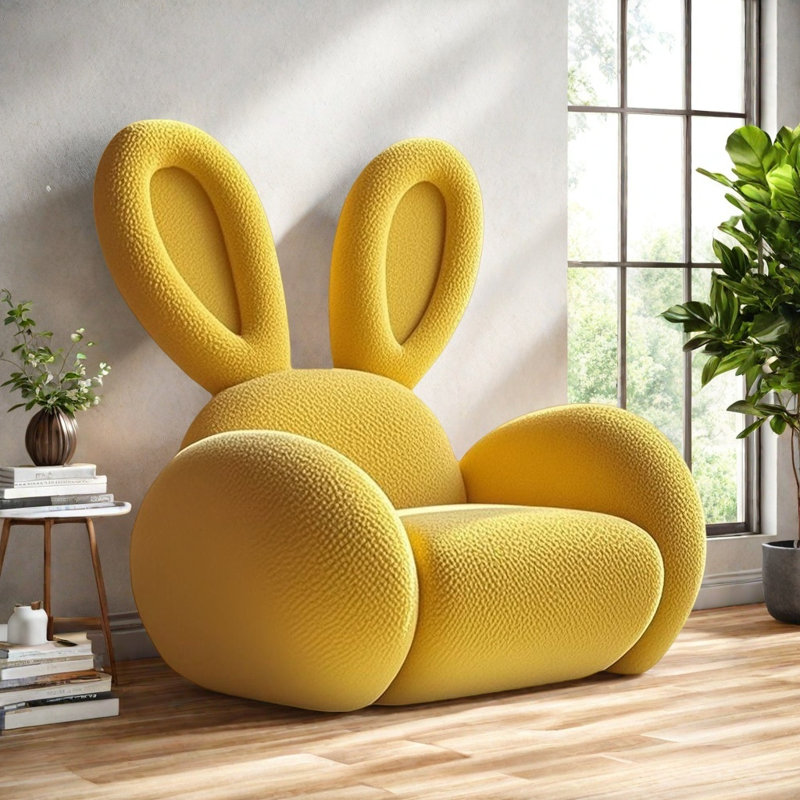 Modern Minimalist Rabbit-shaped Sofa Chair, Jaune