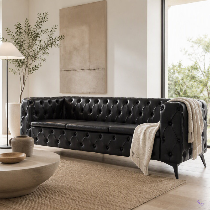 Canapé 3 places à coussin carré amovible de 84,06 po de largeur