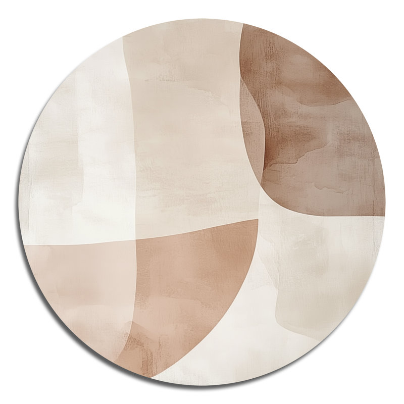 Blush Minimal Layers - Minimalisme abstrait, décoration murale ronde en métal, L 16 po x H 16 po