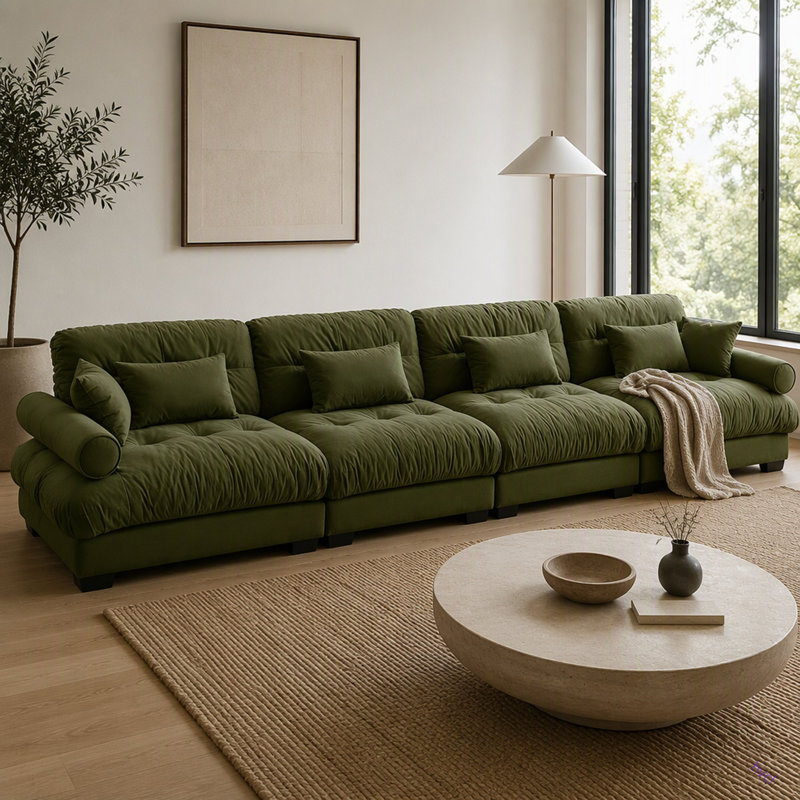 Canapé modulaire en velours surdimensionné Comfort, Velours vert