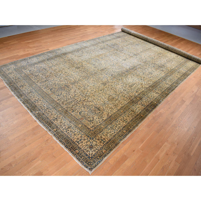 Tapis de couloir long et étroit en laine indo kerman brun 10 pi 8 po x 22 pi 5 po Sh87903