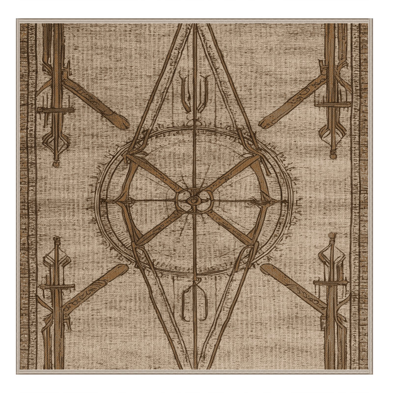 Washable Sextant motifs Nautical Area Rug, Square 8'