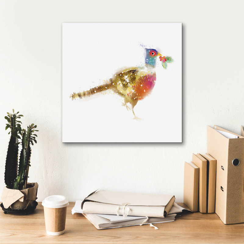  «Holly Jolly Pheasant» par Elle Media Group, art mural sur toile, 18 po x 18 po, H 18 po x l 18 po