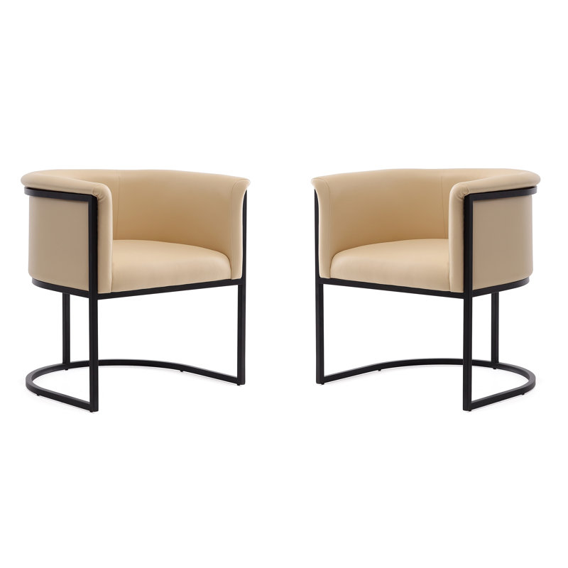 18.9'' H Upholstered Metal Armchair, Tan