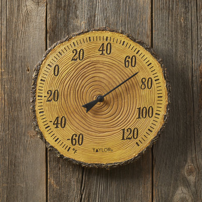 Taylor Tree Trunk Cross Section Polystone Thermometer