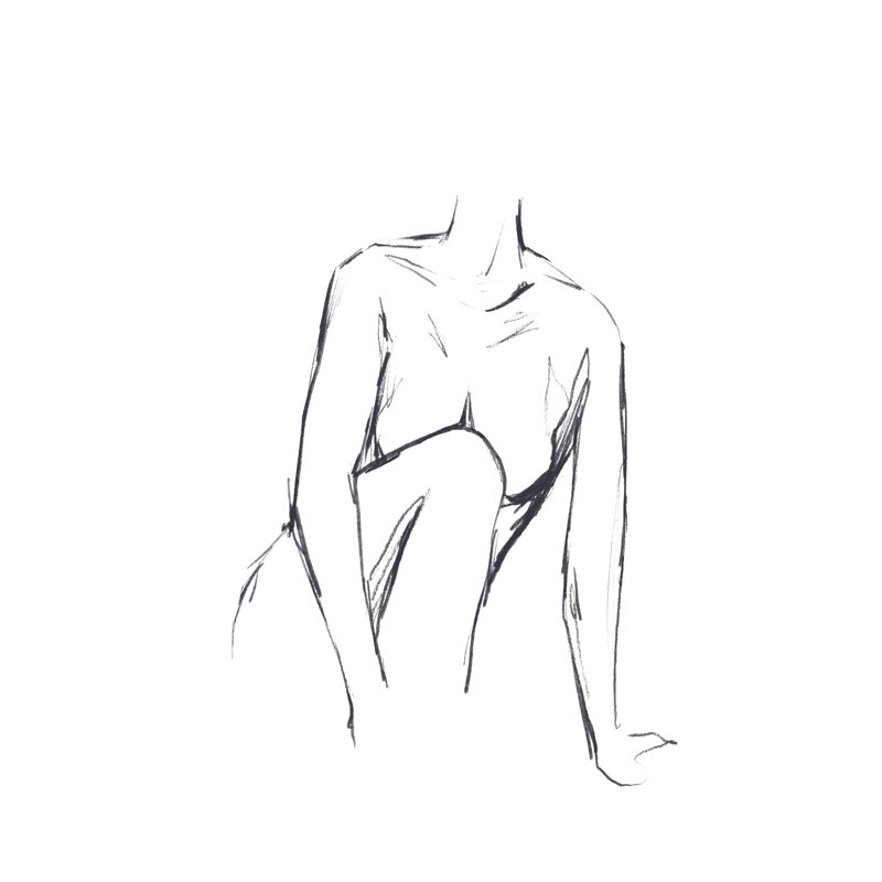 Illustration esquissée II, H 12 po x l 8 po