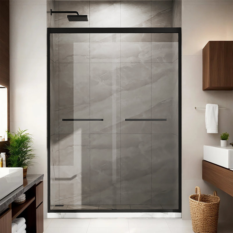 Porte de douche coulissante double en verre transparent de 44 à 48 po de largeur x 72 po de hauteur