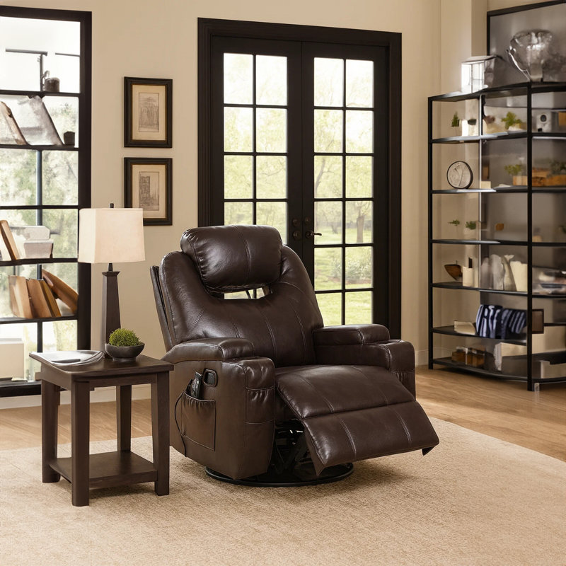 Arrik Faux Leather Recliner, Black Faux Leather