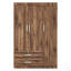 Armoire de rangement à trois portes avec 2 tiroirs, 2 tringles de suspension et une tablette ouverte pour garde-robe organisée