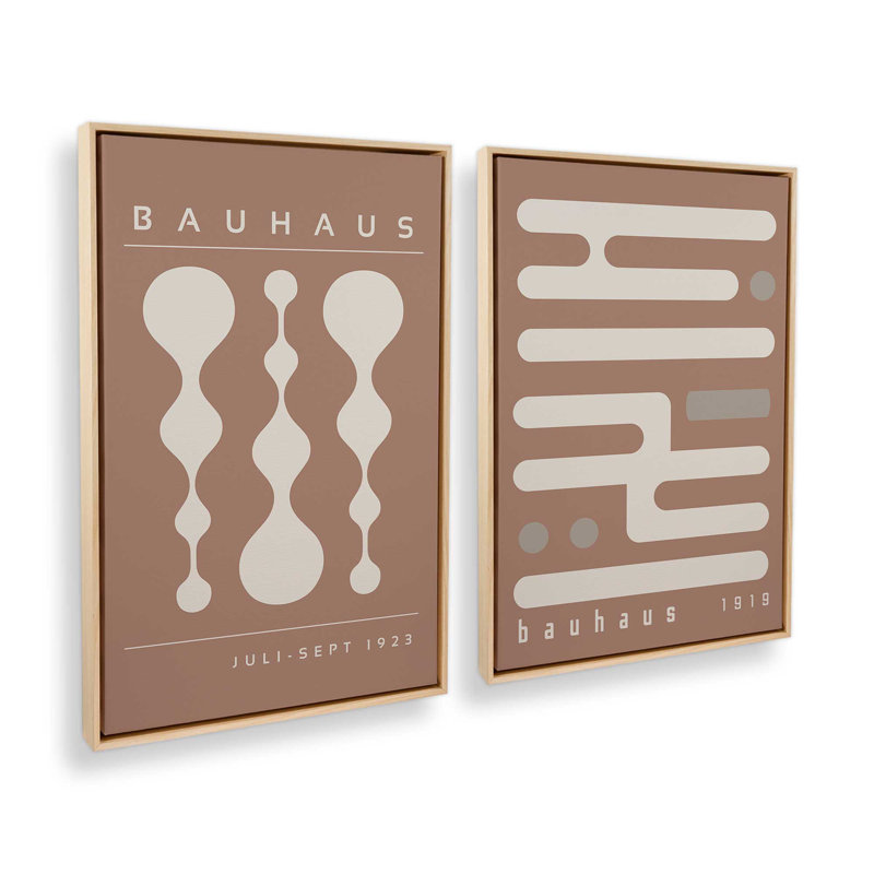 Ensemble rétro et rétro Bauhaus de 2 pièces brun, H 19 po x l 26 po, Cadre américain en érable flottant