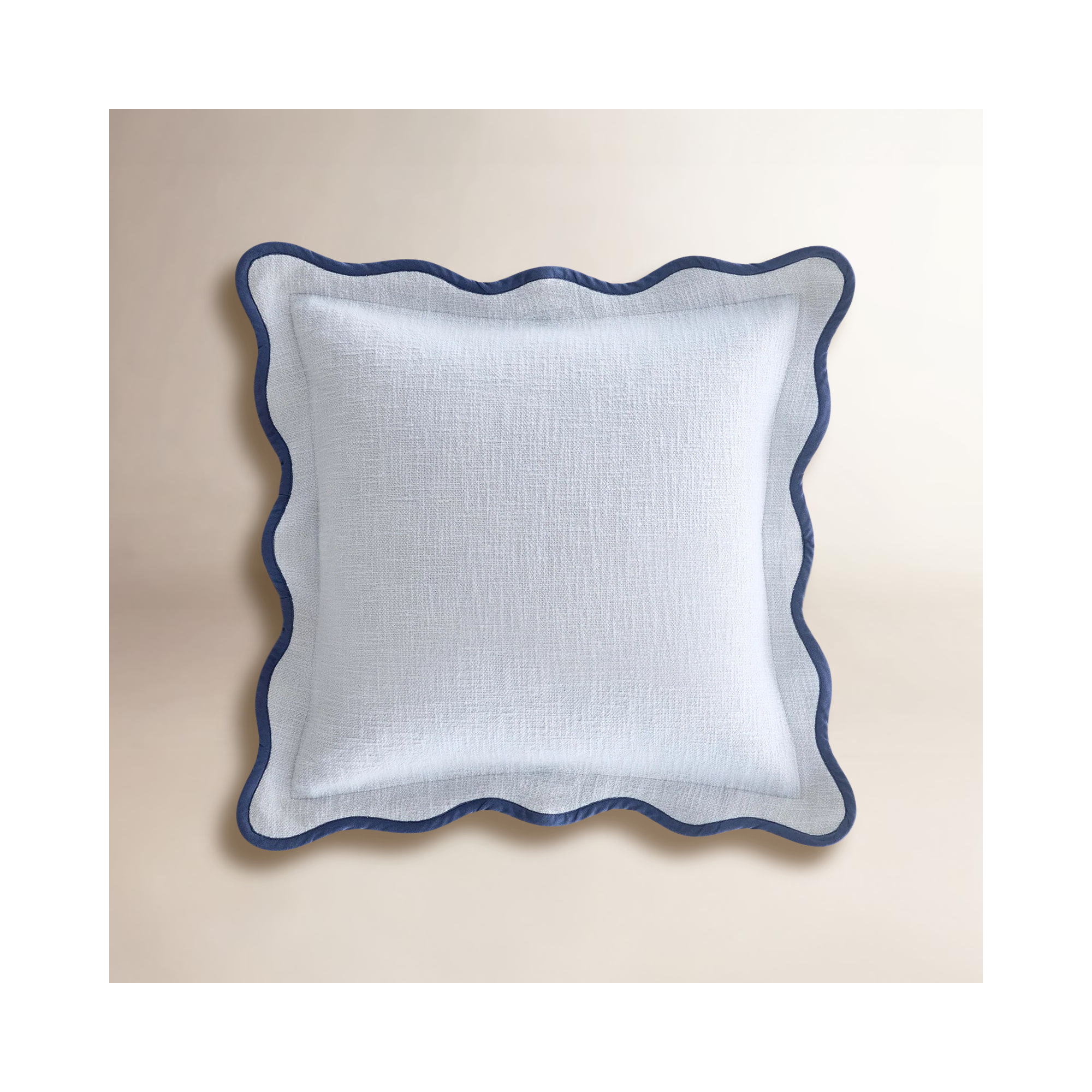 Double Stitch Scalloped Cotton Throw Pillow , Arctic Blue