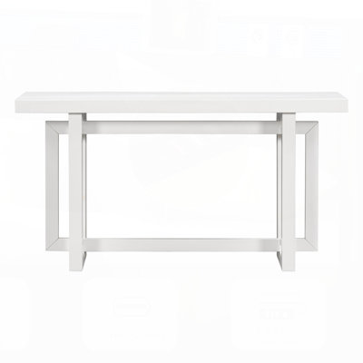 59.1'' Long Pine Veneer Entryway Table with Unique Triple Rectangle Design, Ideal for Hallways and Living Rooms