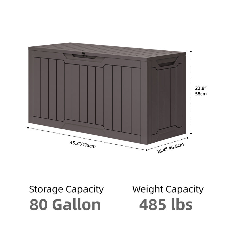 Balconera Water Resistant Resin Lockable Deck Box, Dark Brown, 80