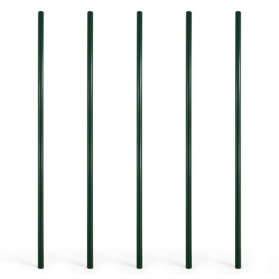 8 FT Black Chain Link Fence Line Round Post, Line Post with 1-7/8” Outside Diameter, Chain Link Fence Parts, Hardware, Accessories, Pack of 5