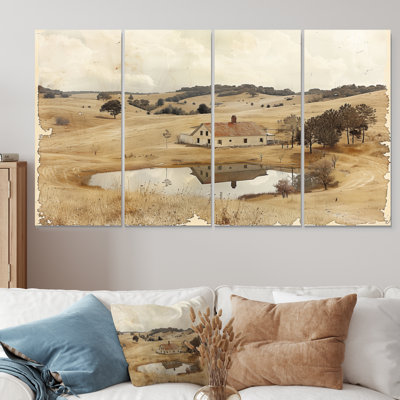 Brown American Farm Landscape I - Farm Wall Art Set