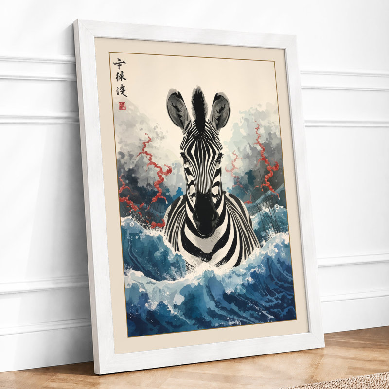 Zebra Emerges Japandi - Print, A1 - 84.1 x 59.4 cm, White