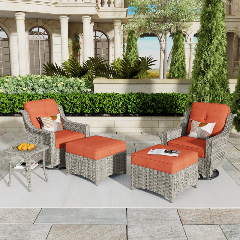 2 - Person Outdoor Seating Group With Cushions, Orange